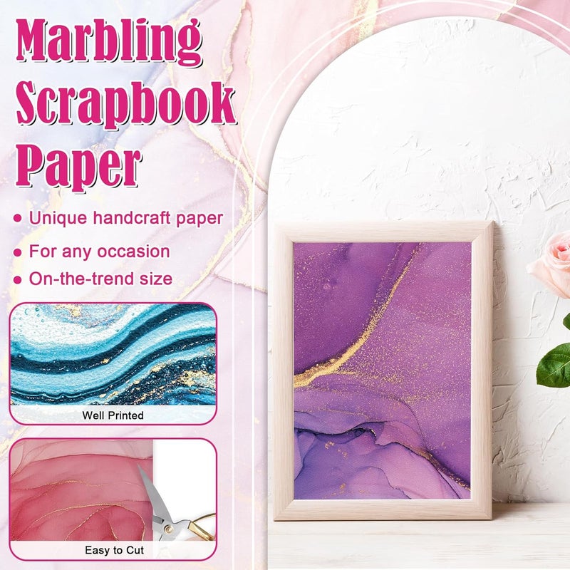EggSun 48 Sheets Scrapbook Paper 11x11, Marbling Pattern Decorative Scrapbook Paper for Journals DIY Cards and Photo Albums, Aesthetic Craft Supplies for Kids and Adults - Image 3